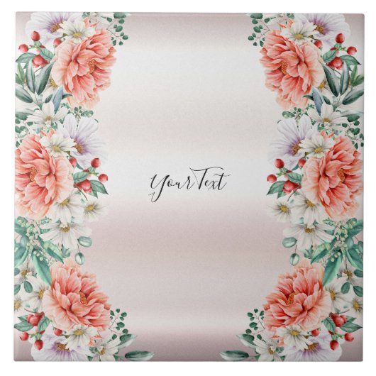 Aquarelle Peony Carreaux en céramique (Devant)