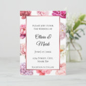 Aquarelle Peony Faire-part de mariage | Or Rose (Debout devant)