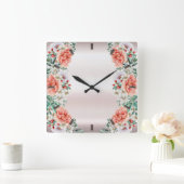 Aquarelle Peony Horloge murale (Maison)
