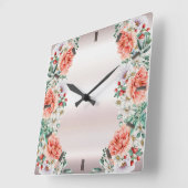 Aquarelle Peony Horloge murale (Angle)