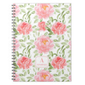 Aquarelle Peony Motif Floral Monogramme Carnet (Devant)