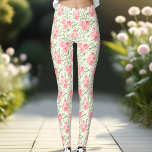 Aquarelle Peony motif floral Peach Leggings<br><div class="desc">Aquarelle Peony Motif Leggings en couleur pêche. Design tendance,  design,  chic et féminin pour égayer votre journée. - Kate Eden Art</div>