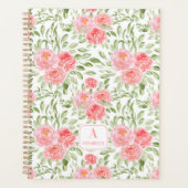 Aquarelle Peony Motif Monogram Planner (Devant)