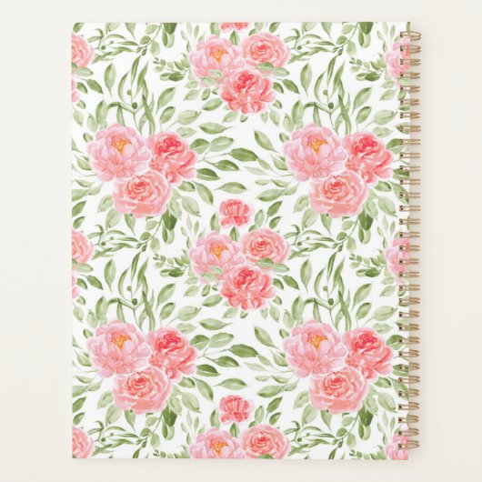 Aquarelle Peony Motif Monogram Planner (Dos)
