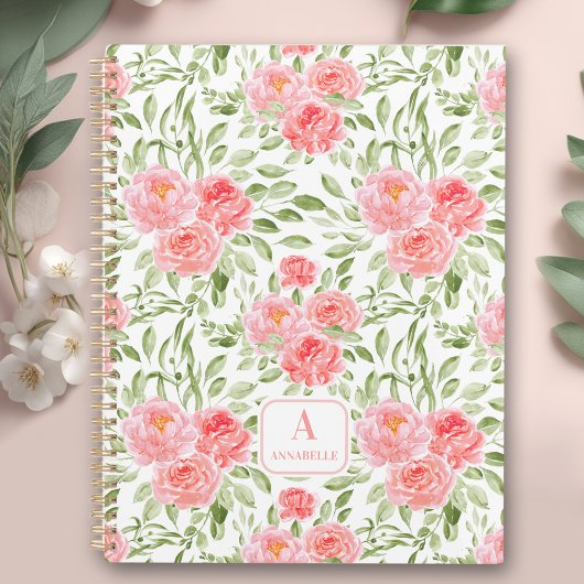 Aquarelle Peony Motif Monogram Planner
