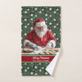 Aquarelle Père Noël serviettes de bain avec nom de (Serviette à main)