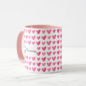 Aquarelle personnalisable Coeurs roses Mug (Devant gauche)