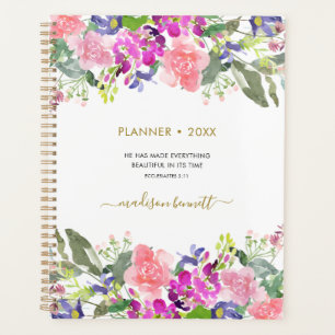 Aquarelle personnalisée Bible florale Verse