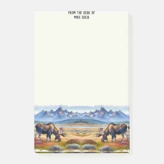 Aquarelle personnalisée Bull Moose Notes post-it (Devant)