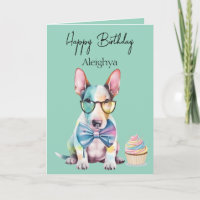 Aquarelle personnalisée Carte British Bull Terrier
