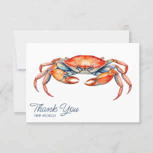 Aquarelle personnalisée Crab Beach Merci Cartes