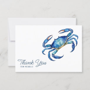 Aquarelle personnalisée Crab Beach Merci Cartes