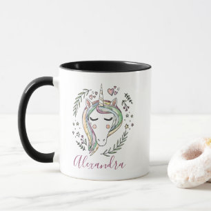 Aquarelle personnalisée de tasse de licorne