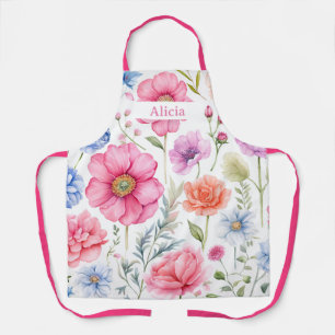 Aquarelle personnalisée Fleur florale tablier