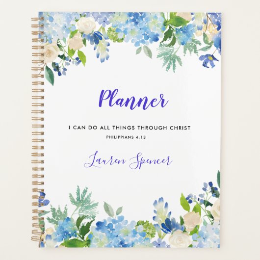 Aquarelle personnalisée Floral Christian Planner (Devant)