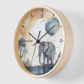 Aquarelle personnalisée Horloge éléphante (Angle)