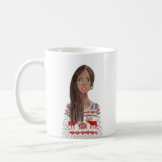 Aquarelle personnalisée Image Christmas Mug (Gauche)