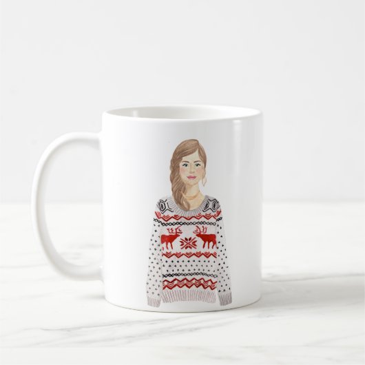 Aquarelle personnalisée Image Christmas Mug (Gauche)