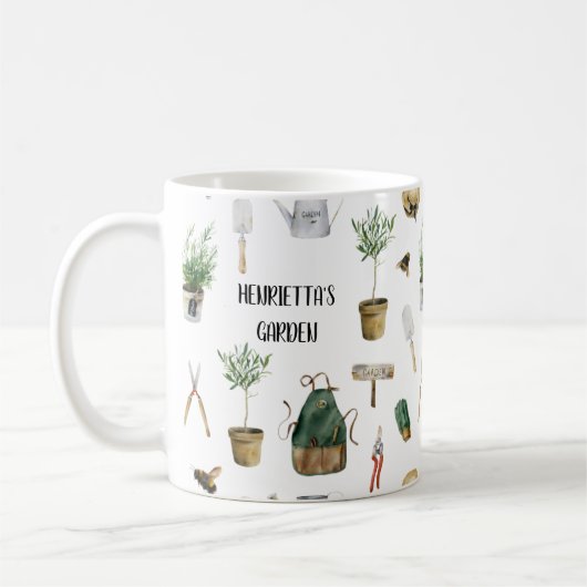 Aquarelle personnalisée Jardinage de café Mug (Gauche)
