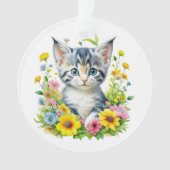 Aquarelle personnalisée Kitten Fleurs Noël (devant)