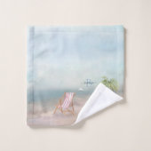 Aquarelle personnalisée Plage Scène Monogramme Nom (Gant de toilette)