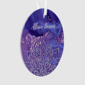 Aquarelle personnalisée violet blanc Mandala (devant)