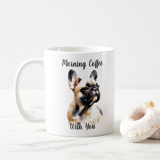 Aquarelle Pet French Bull Personnaliser Mug (Avec donut)
