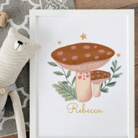Aquarelle Petite Champignons Rouges Poster mignon