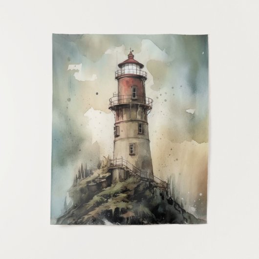 Aquarelle Phare Mur Art Tapisserie Décor (Devant)