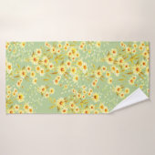 Aquarelle photo de fleurs marguerites sur un vert (Serviette de bain)