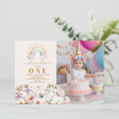 Aquarelle photo Unicorn Anniversaire Invitation 1è (Debout devant)