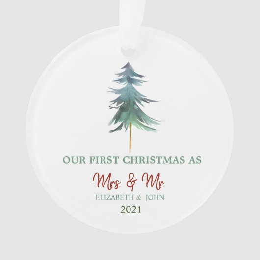 Aquarelle Pine Arbres Nos Premières Fêtes De Noël (devant)