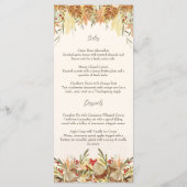 Aquarelle Pine Cône et Floral Thanksgiving Menu (Dos)