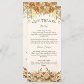 Aquarelle Pine Cône et Floral Thanksgiving Menu (Devant / Derrière)