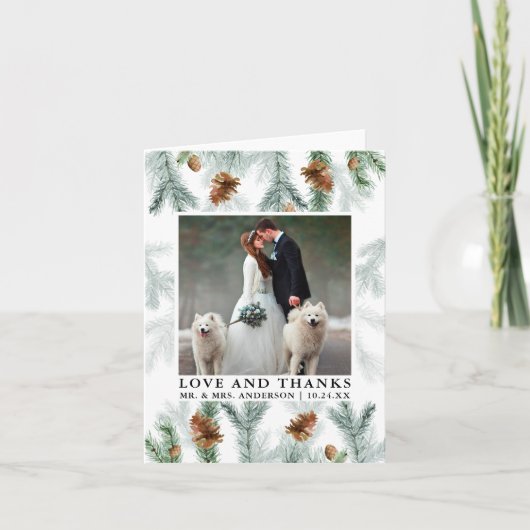 Aquarelle Pine Cônes Amour Merci Mariage Note (Devant)