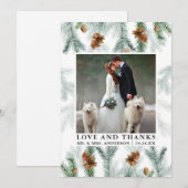 Aquarelle Pine Cônes Amour Merci Photo Mariage (Devant / Derrière)