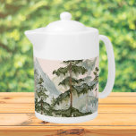 Aquarelle Pine Forêt et montagne Rustique<br><div class="desc">Brasse dans le charme rustique ! Notre théière Watercolor Pine Forest & Mountain apporte l'art de la nature à votre table. Sirotez,  savourez et profitez des ondes.</div>