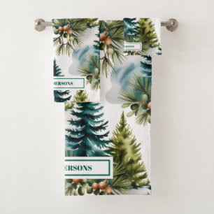 Aquarelle Pine Motif Elégant hiver