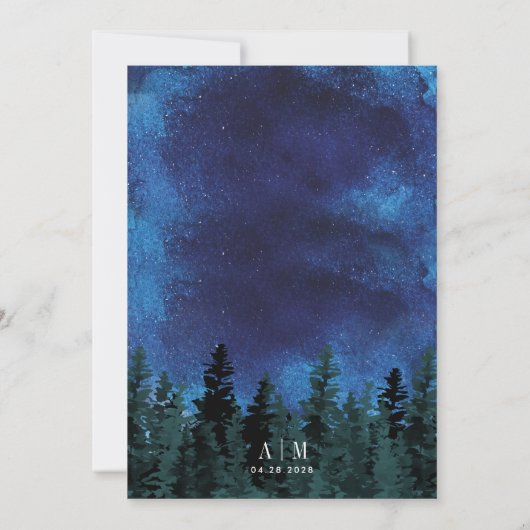 Aquarelle Pine Trees Invitations de mariage rustiq (Dos)