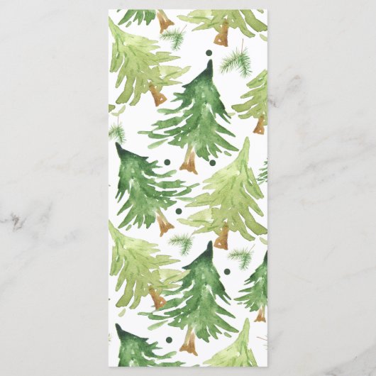 Aquarelle Pine Trees Rustique Kraft Menu Mariage (Dos)
