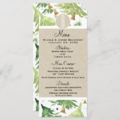 Aquarelle Pine Trees Rustique Kraft Menu Mariage (Devant / Derrière)