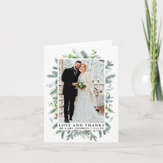 Aquarelle Pine Verdure Amour Merci Mariage Note (Devant)