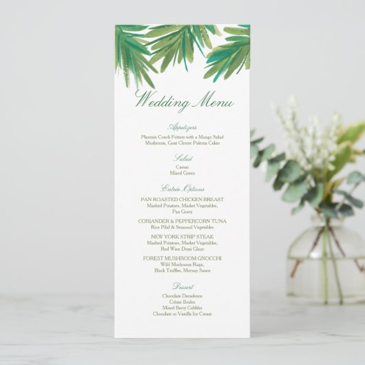 Aquarelle Pine Woods | Menu Mariage (Debout devant)