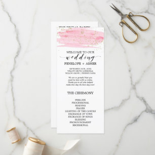 Aquarelle Pink Blush et Gold Wedding Programme