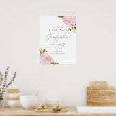 Aquarelle Pink Peonies Affiche de bienvenue de gra (Cuisine)