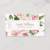 Aquarelle Pink Peonies Carte de visite (Devant)