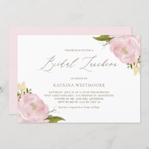 Aquarelle Pink Peonies Dîner de mariage Invitation