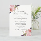 Aquarelle Pink Peonies Engagement Invitation (Debout devant)