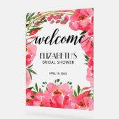 Aquarelle Pink Peonies Fête des mariées Bienvenue (Angle)