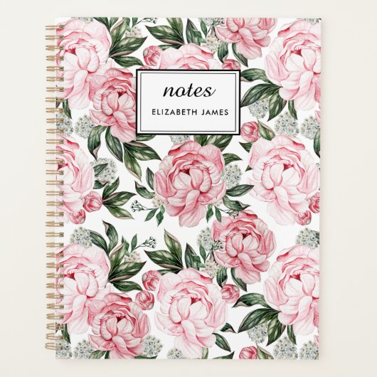 Aquarelle Pink Peonies Floral Motif chic Personnal (Devant)
